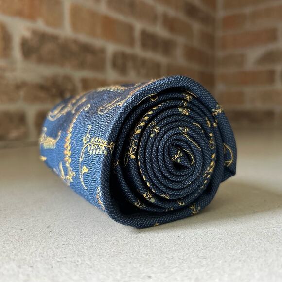 Robert talbott best of class navy blue gold grape vine men’s silk tie wine gift - Picture 8 of 15